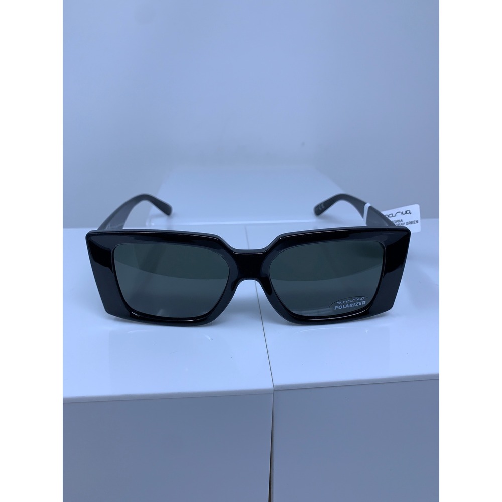 Suncloud Womens OS Black Astoria Polarized Gray Green Sunglasses NWT
